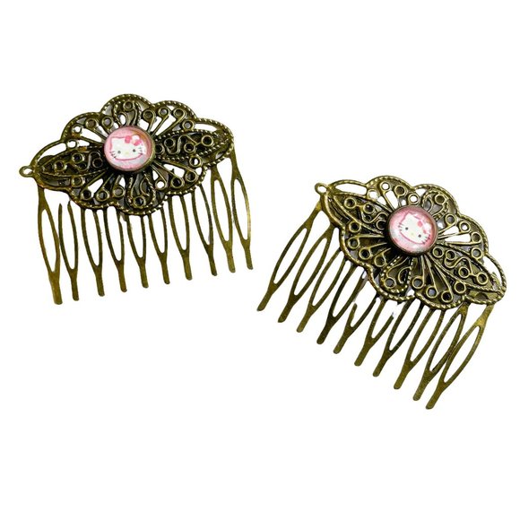 RARE Vintage Hello Kitty Hair Combs Hair Pink Hair Decorating updo